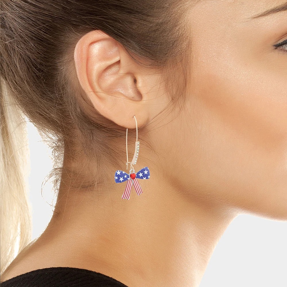 LAST ONE! Betsey Johnson Americana Bow Earrings - Picture 10 of 11